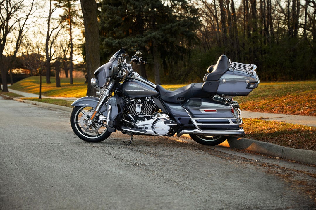 Silver Harley-Davidson® FLHTK side profile